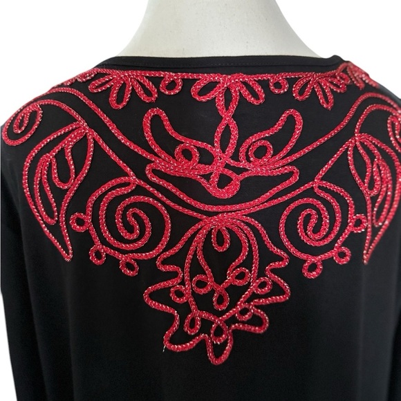 Holiday CATHERINES Black with Red Embroidered Design NWT Size 1X - Picture 4 of 9